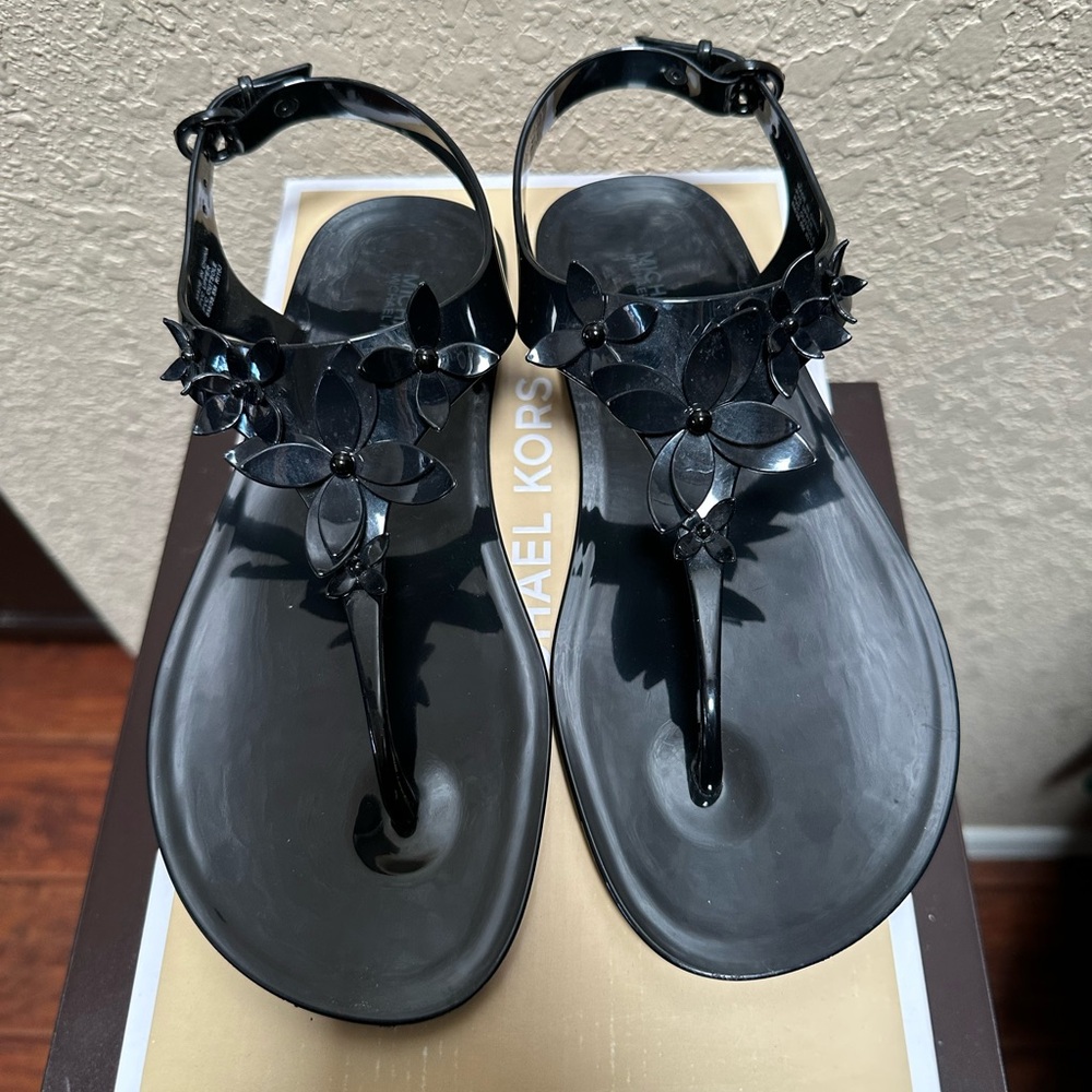 Michael Kors Black Lola Jelly Thong Sandals